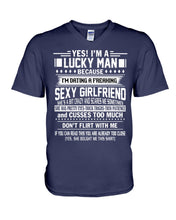 Load image into Gallery viewer, Lucky Man Have Sexy Girlfriend Gift For Couple Tee Guys V-Neck