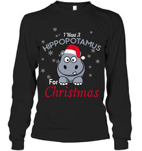 Load image into Gallery viewer, I Want A Hippopotamus For Christmas Shirt Unisex Long Sleeve
