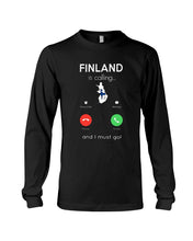 Load image into Gallery viewer, Finland Is Calling Funny Elf Christmas T-Shirt Unisex Long Sleeve