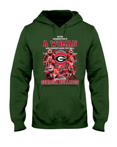 A Woman Loves Georgia Bulldogs Custom Tee Hoodie