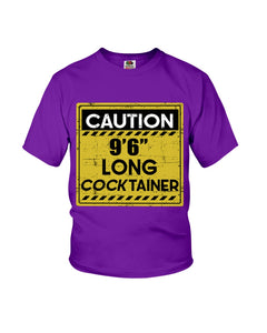 Caution 9'6'' Long Cocktainer Black T-Shirt Youth Tee