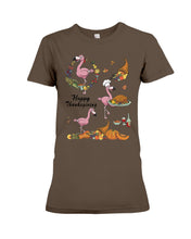 Load image into Gallery viewer, Flamingo Happy Thanksgiving Ladies Tee