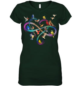 Bird Colorful Infinity Sign Ladies V-Neck