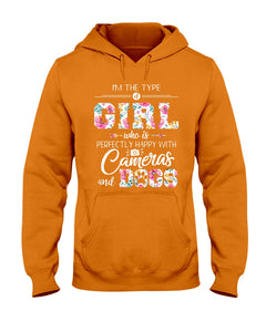 A Girl Who Is Happy With Cameras And Dogs Gift For Dog Lovers T-Shirt Hoodie