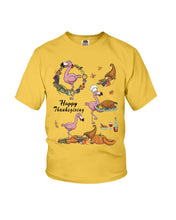 Load image into Gallery viewer, Flamingo Happy Thanksgiving Youth Tee
