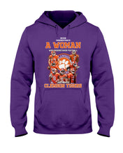 Load image into Gallery viewer, A Woman Loves Clemson Tigers Gift For Fans T-Shirt Hoodie