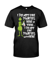 Load image into Gallery viewer, Grinch Funny Quote Don't Like Diabetes Christmas Tee Guys Tee