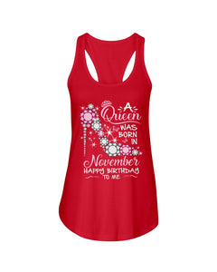 Happy Birthdat To November Queen T-Shirt Ladies Flowy Tank