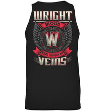 Load image into Gallery viewer, Wright Blood Runs Through Veins Black Quote Name T-Shirt Unisex Tank Top