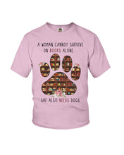 Load image into Gallery viewer, A Woman Cannot Survive On Books Alone T-Shirt Youth Tee