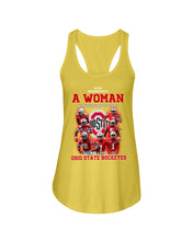 Load image into Gallery viewer, Woman Loves Ohio States Buckeyes American Football Ncaa 2019 T-Shirt Ladies Flowy Tank