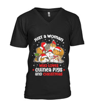 Load image into Gallery viewer, Just A Woman Who Loves Guinea Pigs And Christmas Tshirt Guys V-Neck