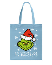 Load image into Gallery viewer, The Grinch Stole My Pancreas Basketweave Tote Bag