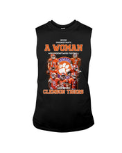 Load image into Gallery viewer, A Woman Loves Clemson Tigers Gift For Fans T-Shirt Unisex Long Sleeve