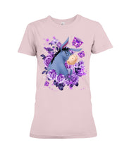 Load image into Gallery viewer, Donkey Loves Purple Flowers Custom T-Shirt Ladies Tee