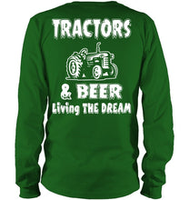 Load image into Gallery viewer, Tractors And Beer Living The Dream Gift For Daddy Father Farmers Unisex Long Sleeve