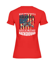 Load image into Gallery viewer, Never Underestimate A Grandpa Black T-Shirt Ladies Tee