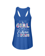 Load image into Gallery viewer, A Girl Who Is Happy With Cameras And Dogs Gift For Dog Lovers T-Shirt Ladies Flowy Tank