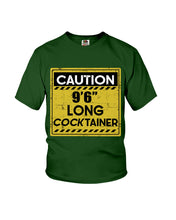 Load image into Gallery viewer, Caution 9&#39;6&#39;&#39; Long Cocktainer Black T-Shirt Youth Tee