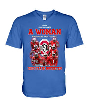 Load image into Gallery viewer, Woman Loves Ohio States Buckeyes American Football Ncaa 2019 T-Shirt Guys V-Neck