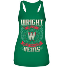 Load image into Gallery viewer, Wright Blood Runs Through Veins Black Quote Name T-Shirt Ladies Flowy Tank