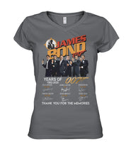 Load image into Gallery viewer, James Bond Anniversary Autograph 1962-2020 T-Shirt Ladies V-Neck