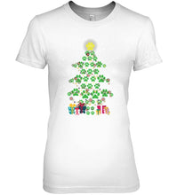 Load image into Gallery viewer, Cute Dog Paws Christmas Tree Shirt Ladies Tee