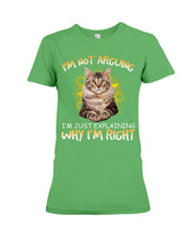 Load image into Gallery viewer, Cat Lovers T-Shirt Not Arguing Just Explaining Ladies Tee