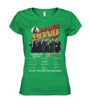 Load image into Gallery viewer, James Bond Anniversary Autograph 1962-2020 T-Shirt Ladies V-Neck