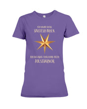 Load image into Gallery viewer, Christmas Star Swedish Julstarnor Black T-Shirt Ladies Tee