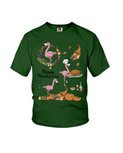 Load image into Gallery viewer, Flamingo Happy Thanksgiving Youth Tee