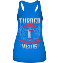 Load image into Gallery viewer, Turner Blood Runs Through Veins Black Quote Name T-Shirt Ladies Flowy Tank