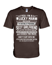 Load image into Gallery viewer, Lucky Man Have Sexy Girlfriend Gift For Couple Tee Guys V-Neck