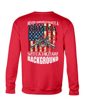 Load image into Gallery viewer, Never Underestimate A Grandpa Black T-Shirt Sweatshirt