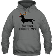 Load image into Gallery viewer, Dachshund Reindeer Through The Snow Christmas Gift Shirt Hoodie