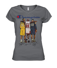 Load image into Gallery viewer, Nba Legends Michael Jordan Lebron James Kobe Bryant Champion T-Shirt Ladies V-Neck