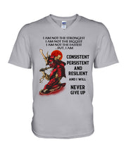 Load image into Gallery viewer, Samurai Consistent Persistent Resilient Quote T-Shirt Guys V-Neck