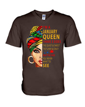 Load image into Gallery viewer, January Queen 3 Sides Horoscopes T-Shirt Guys V-Neck