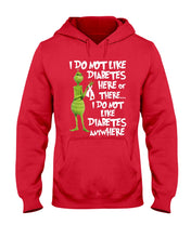 Load image into Gallery viewer, Grinch Funny Quote Don't Like Diabetes Christmas Tee Hoodie