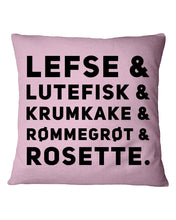 Load image into Gallery viewer, Lefse Lutefisk Krumkake Quote T-Shirt Gift Pillow Cover