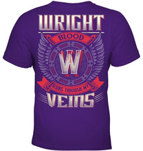Load image into Gallery viewer, Wright Blood Runs Through Veins Black Quote Name T-Shirt Youth Tee