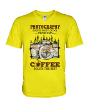 Load image into Gallery viewer, Solve Most Problems Camera Map Photography T-Shirt Guys V-Neck