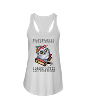 Load image into Gallery viewer, Cute Owl Read Books And Drink Coffee Funny T-Shirt Ladies Flowy Tank