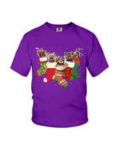Load image into Gallery viewer, Yorkies In The Socks For Yorkie Lovers Christmas Gift Youth Tee