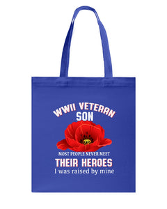 Wwii Veteran Son Gift For Veterab Mom Basketweave Tote Bag