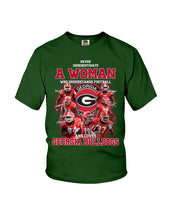 Load image into Gallery viewer, A Woman Loves Georgia Bulldogs Custom Tee Youth Tee