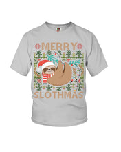 Load image into Gallery viewer, Merry Slothmas Christmas Gift For Kids Family Gift T-Shirt Youth Tee