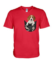 Load image into Gallery viewer, Beagle In The Pocket Funny T-Shirt Guys V-Neck