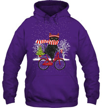 Load image into Gallery viewer, Winter Cat Riding Bicycle Christmas Gift T-Shirt Hoodie