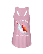 Load image into Gallery viewer, Just A Woman Loves Dancing And Reading Books Ladies Flowy Tank